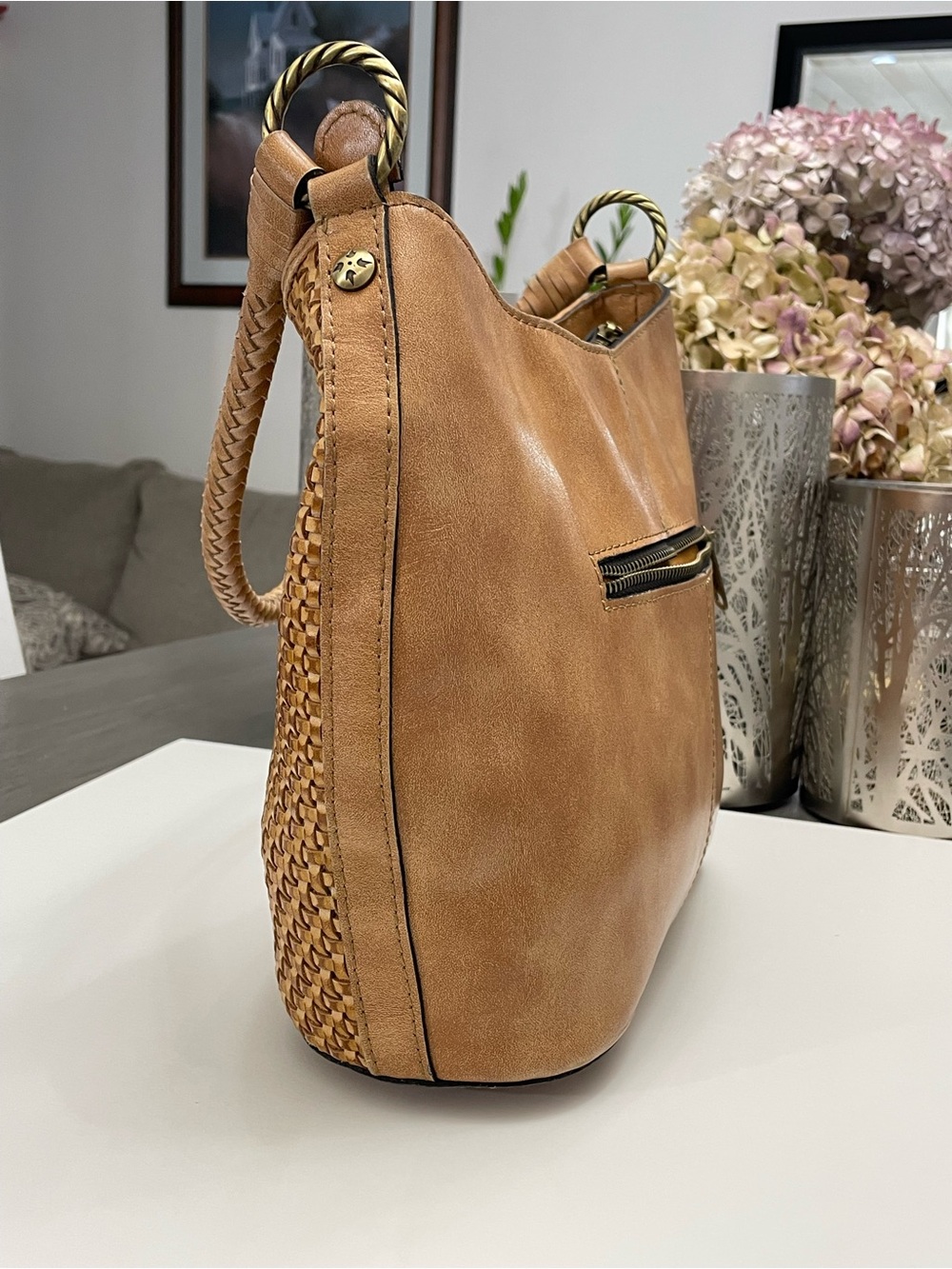 Patricia Nash Woven Leather Hobo Bag in Tan - Picture 4 of 12